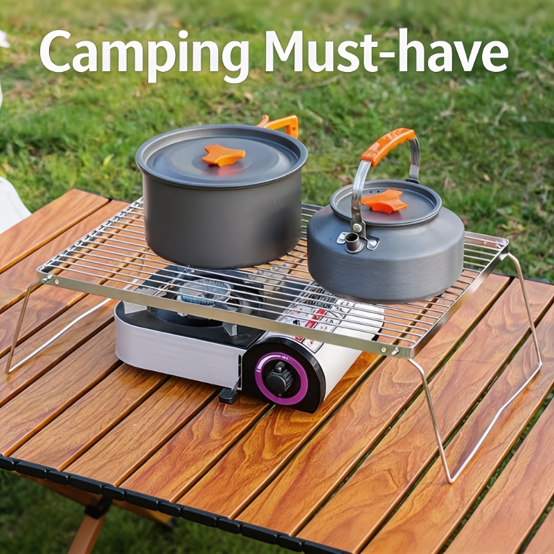 Camping Cooking Equipment - Soporte portátil plegable de acero inoxidable