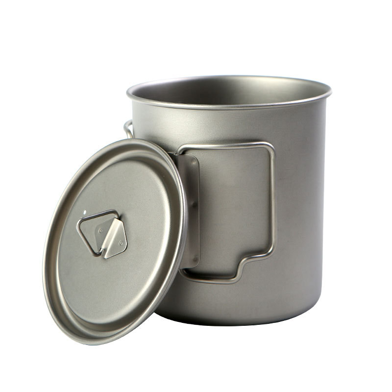 Camping Cooking Cup - Tazas de titanio para acampar, 450ml,