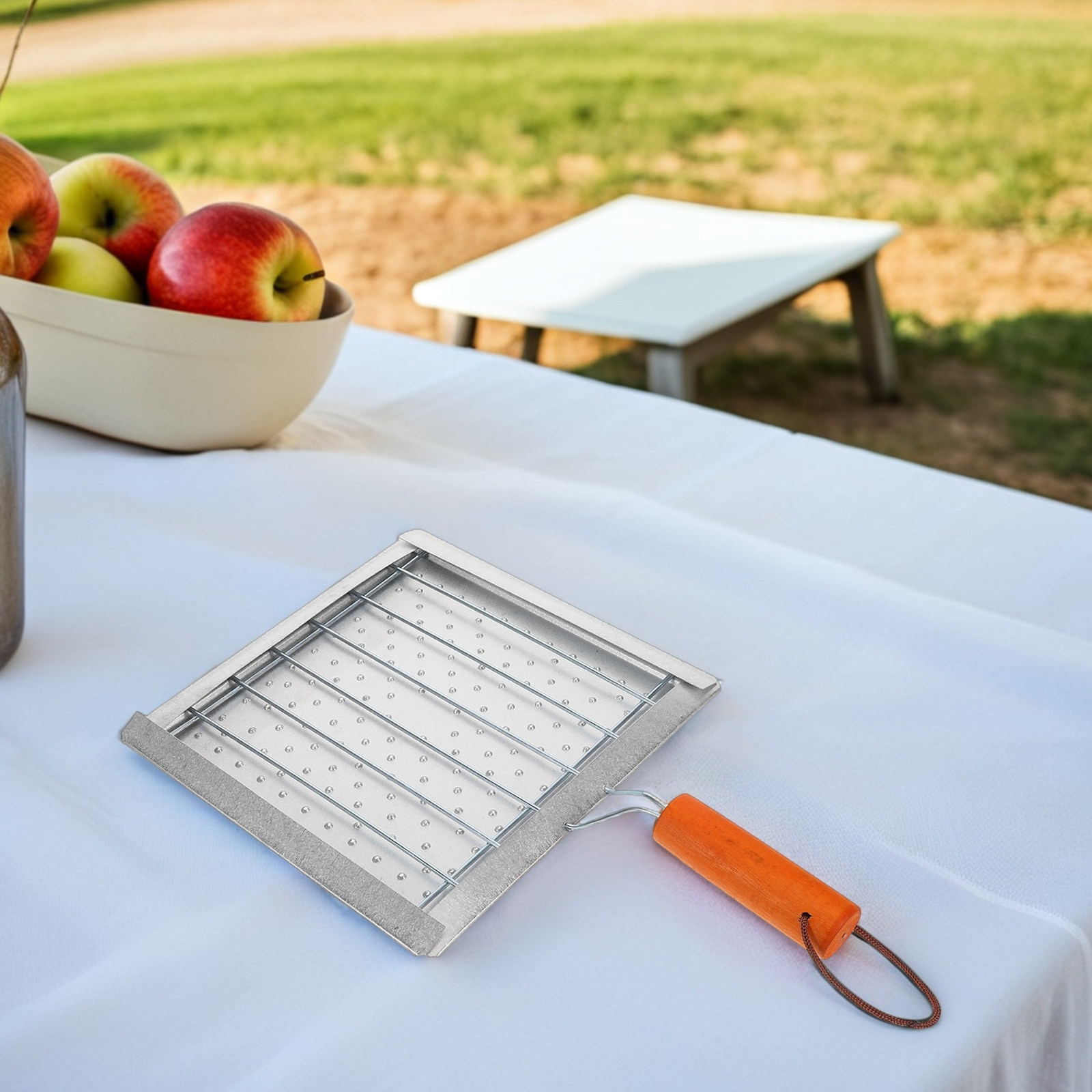 Camping Cooking Vegetables - Rejilla portátil cuadrada de madera con