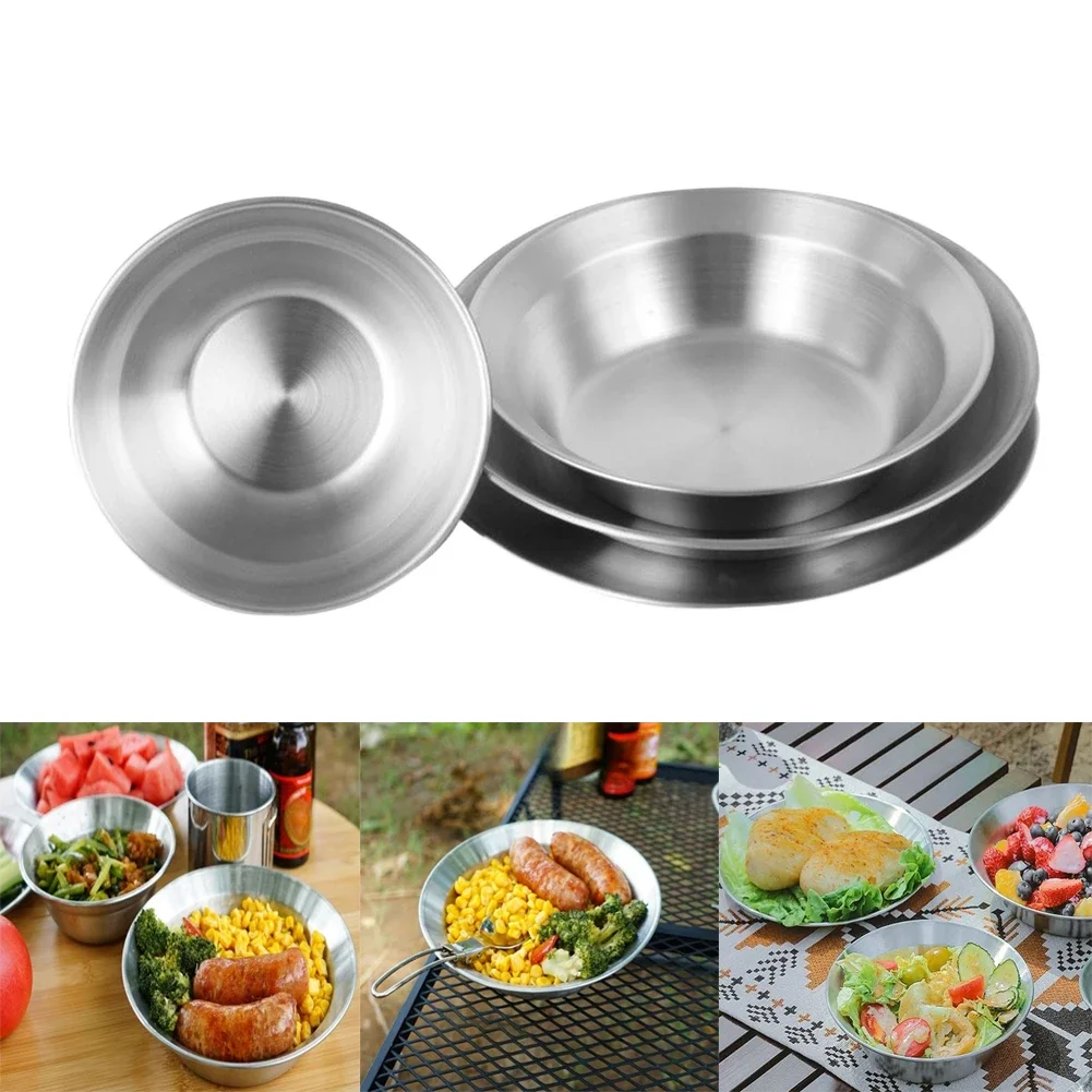 Camping Cooking Dishes - Juego de vajilla de acero inoxidable,