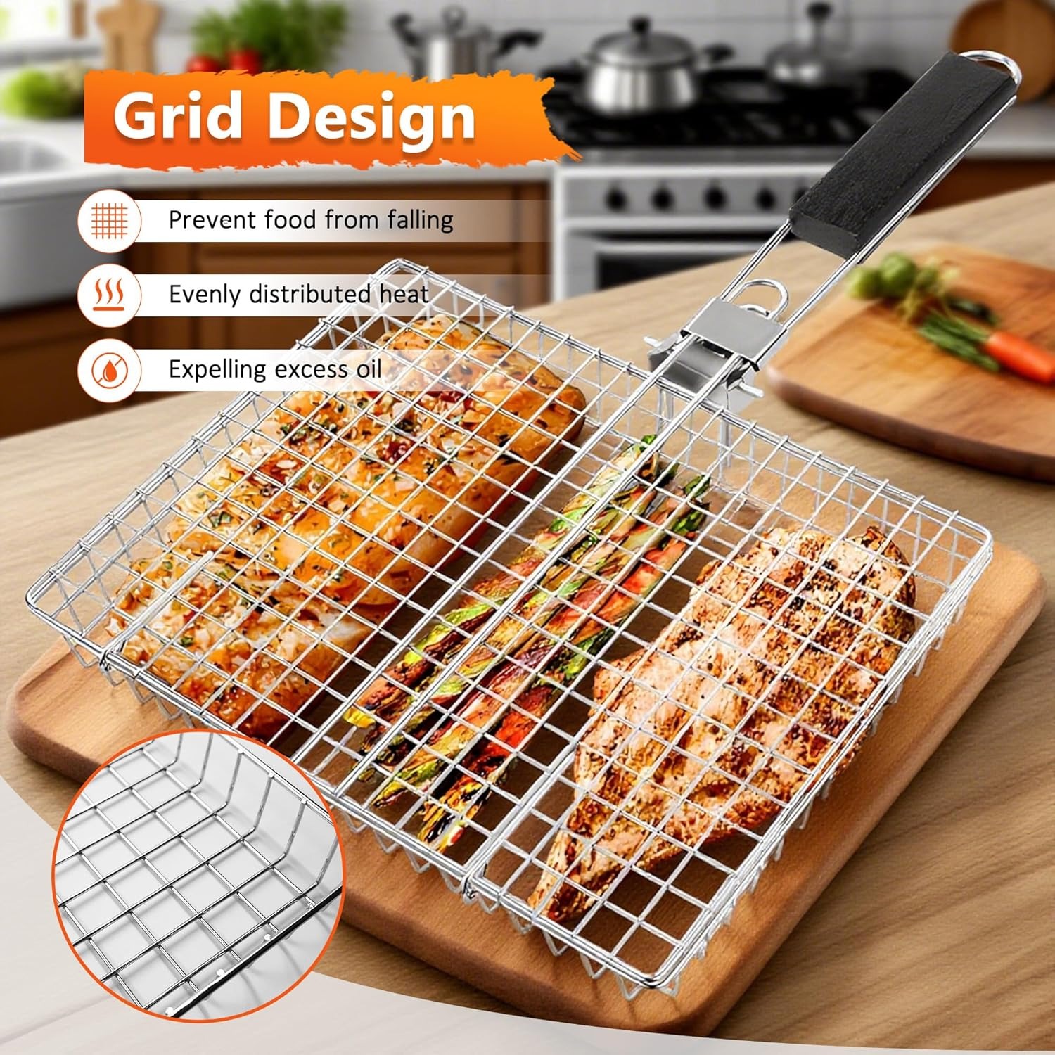 Camping Cooking Vegetables - Cesta para Asar Extra Grande, de