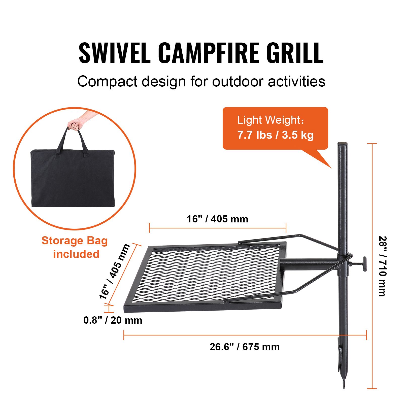 Camping Cooking Over Fire - Parrilla Giratoria para Fogatas, Rejilla para