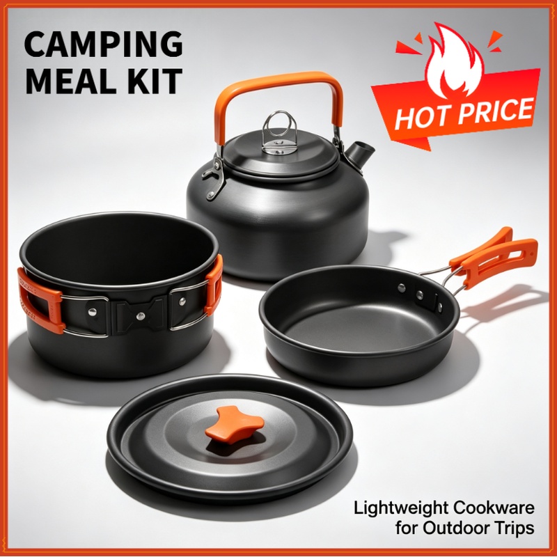 Camping Cooking Set Non Stick - Juego de cocina para acampar, utensilios