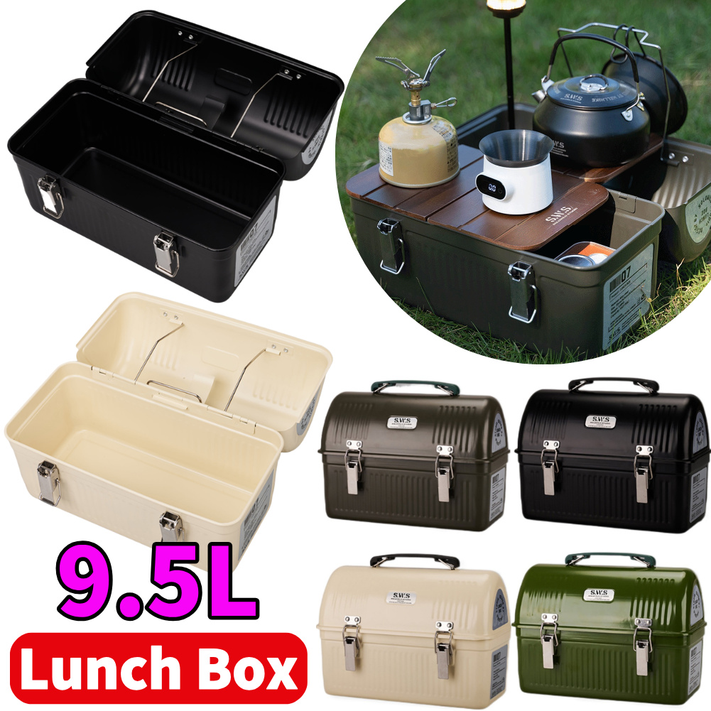 Camping Cooking Food - Fiambrera de Metal Vintage de 9,5l