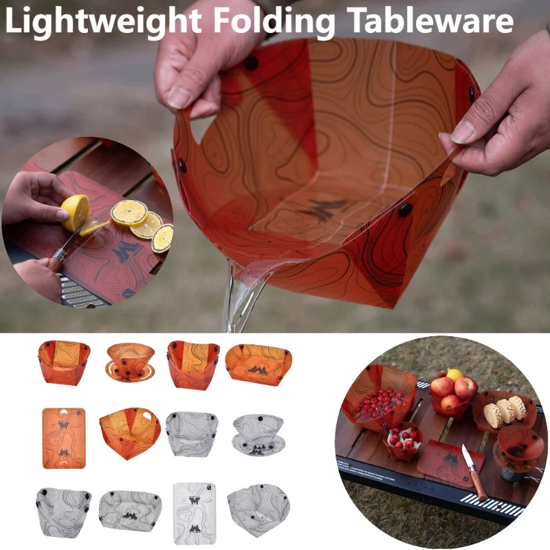 Camping Cooking Dishes - Vajilla plegable para acampar, cuenco portátil,