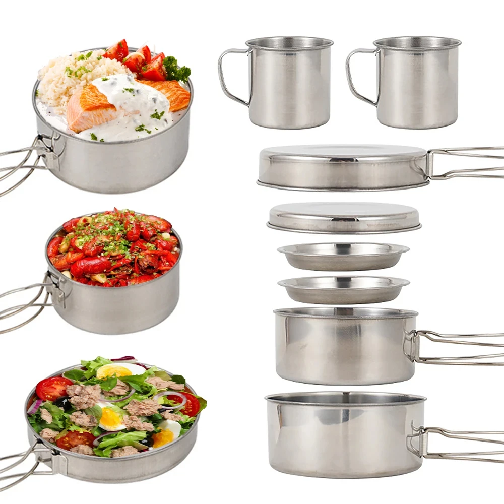 8 unids/set utensilios de coci - Camping Cooking Cup reseña y precio