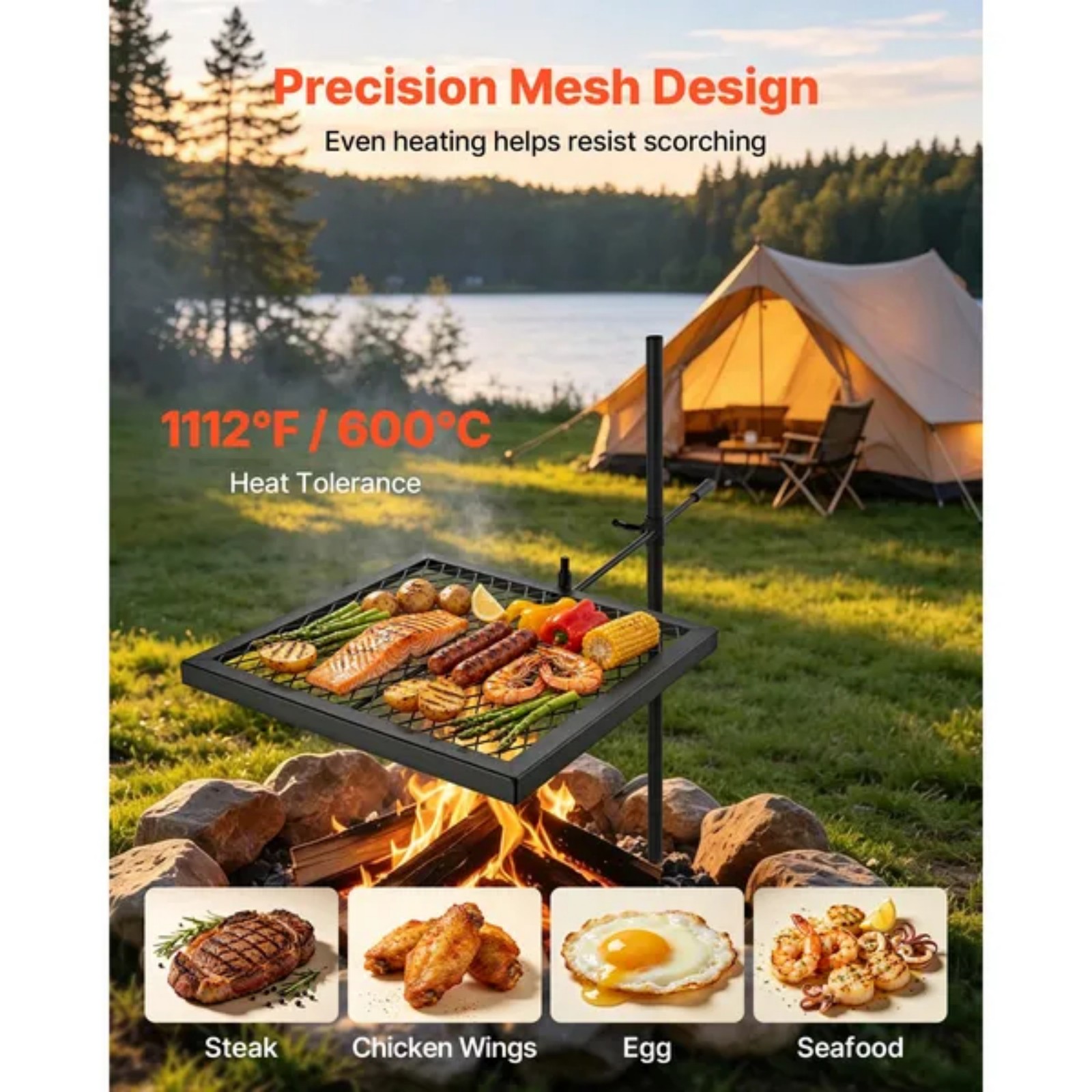 Parrilla Giratoria Resistente  - Camping Cooking Over Fire reseña y precio