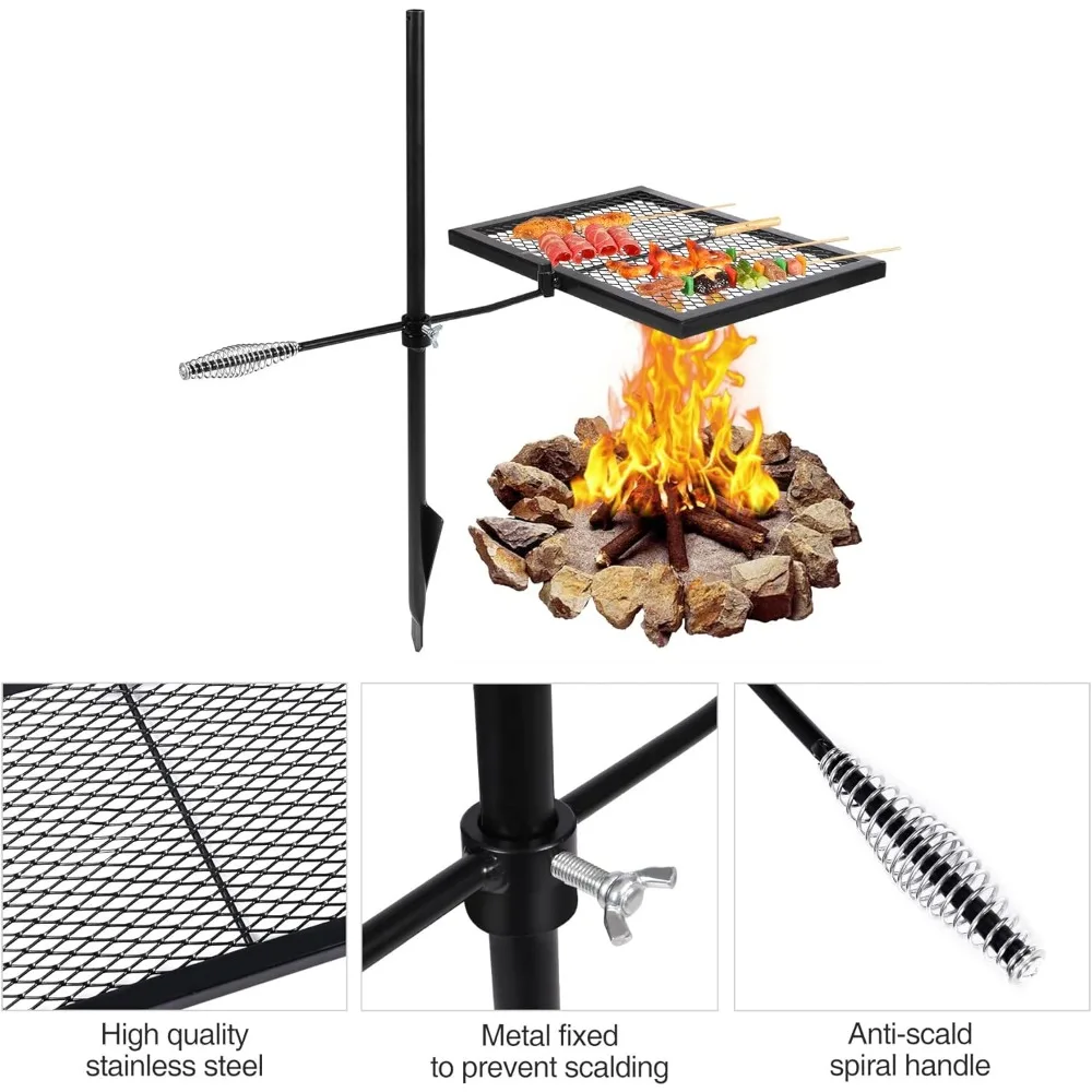 % una parrilla giratoria para  - Camping Cooking Over Fire reseña y precio