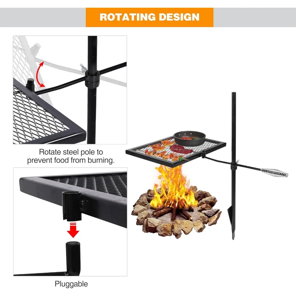 % una parrilla giratoria para  - Camping Cooking Over Fire reseña y precio