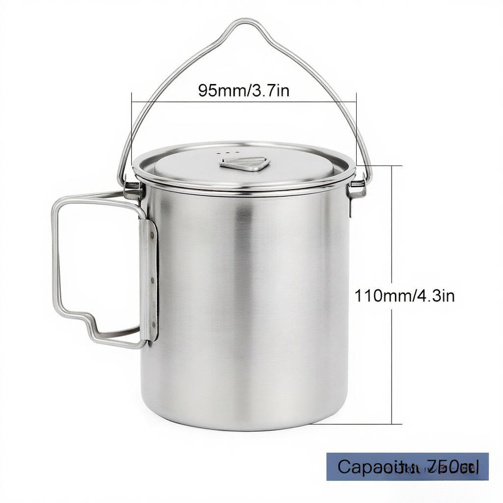 Olla de Acero Inoxidable de 75 - Camping Cooking Cup reseña y precio