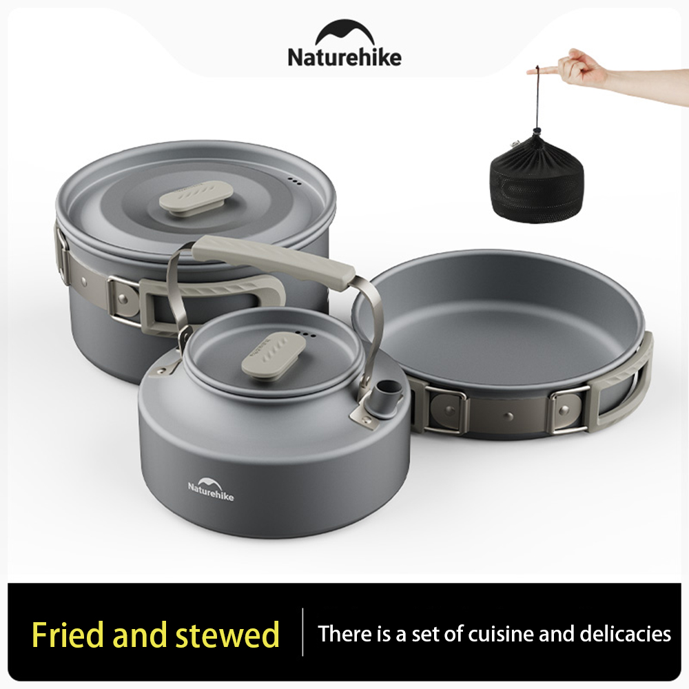 Naturehike-Juego de ollas al a - Camping Cooking Set Non Stick reseña y precio