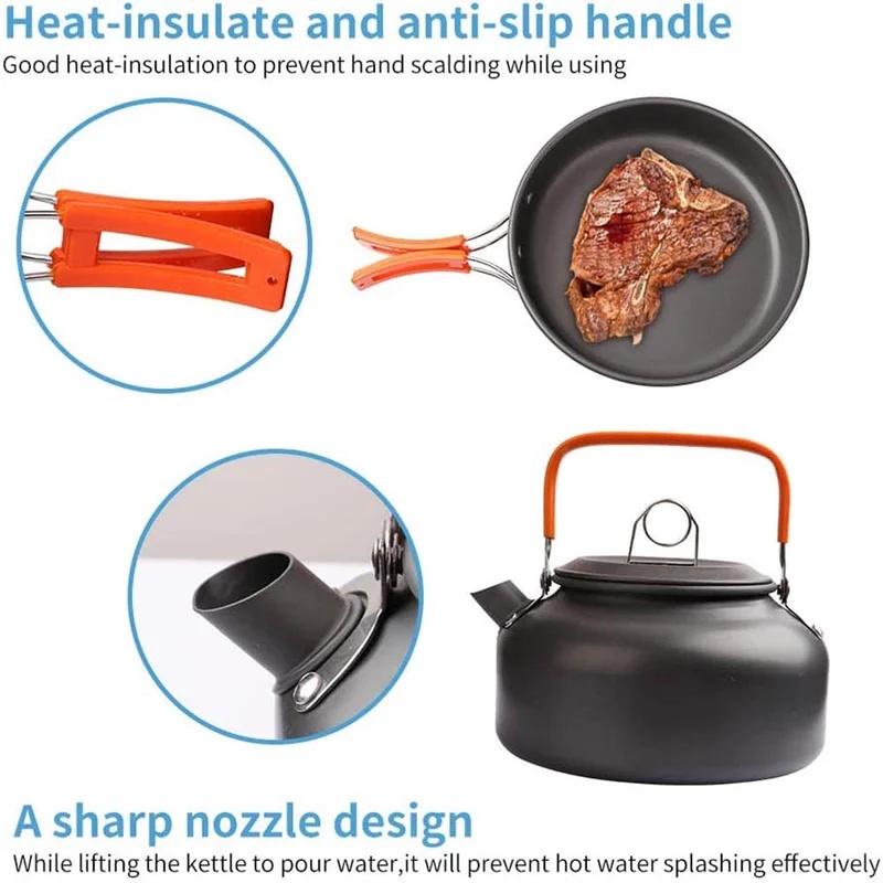 Juego de cocina para acampar,  - Camping Cooking Set Non Stick reseña y precio